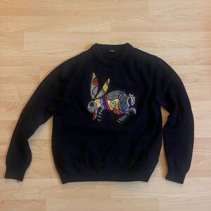 [Paul Smith] Navy Rabbit Patch Wool Sweater